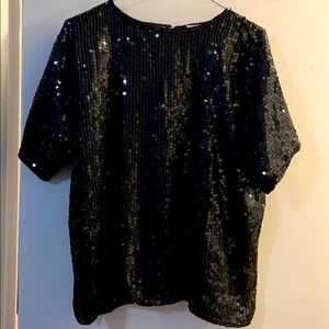 Black silk and sequin top